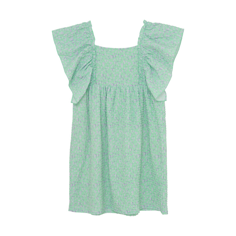 CREAMIE ROBE À VOLANTS - FLEURI MENTHE