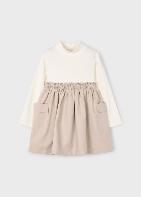 MAYORAL ROBE BI-MATIÈRE À POCHES CARGO - SABLE