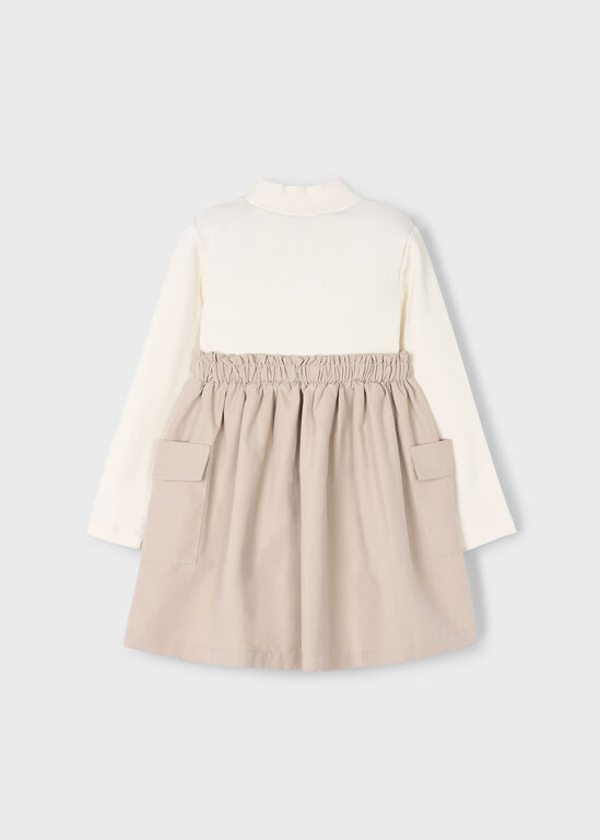 MAYORAL ROBE BI-MATIÈRE À POCHES CARGO - SABLE