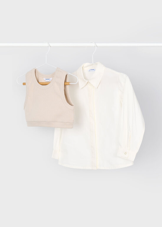 ENSEMBLE BLOUSE ET TOP - SABLE
