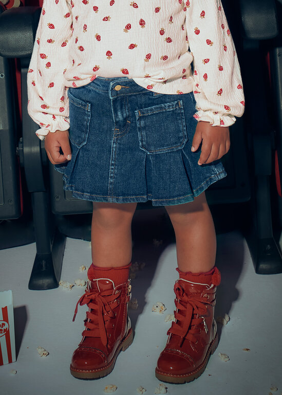 MAYORAL JUPE EN DENIM PLISSÉ - BLEU FONCÉ