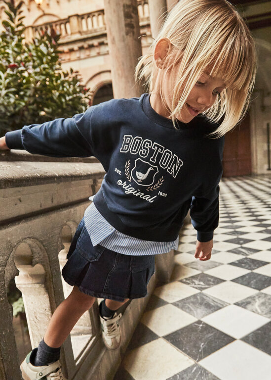 MAYORAL JUPE EN DENIM PLISSÉ - BLEU FONCÉ