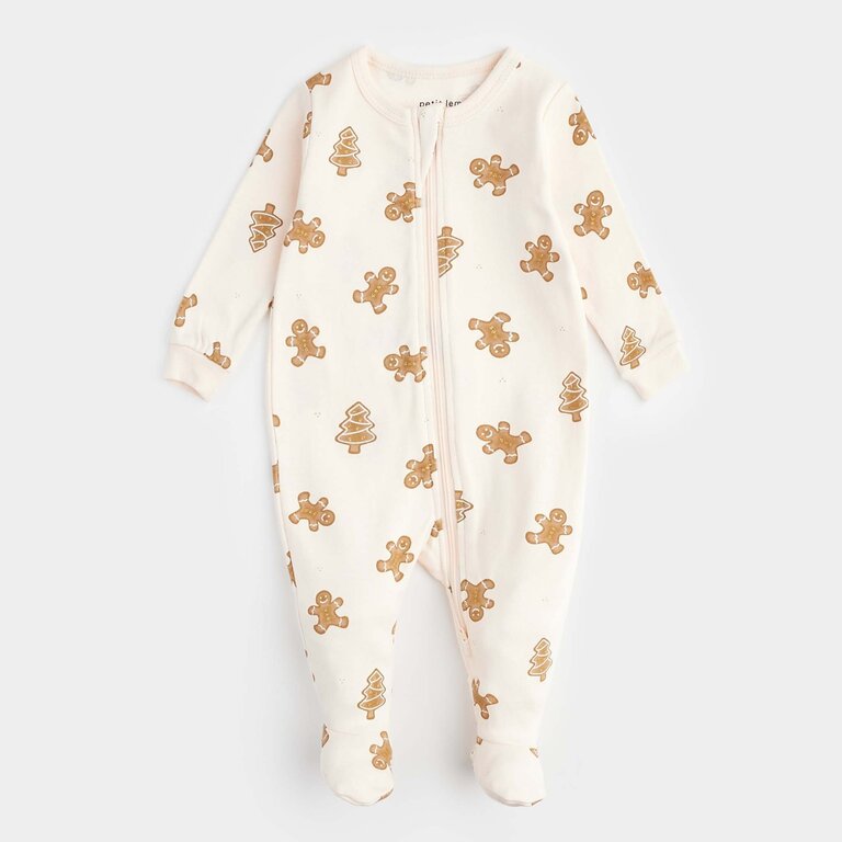 PETIT LEM PYJAMA À PATTES À IMPRIMÉS DE PAINS D'ÉPICE - ROSE PIVOINE