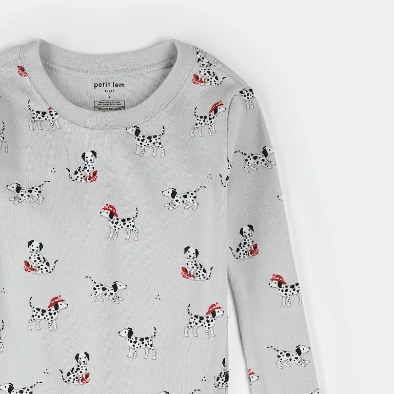 PETIT LEM PYJAMA 2 PCS À IMPRIMÉ DE POMPIER DALMATIEN - GRIS