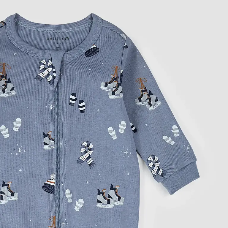 PETIT LEM PYJAMA À PATTES À IMPRIMÉ D'ACCESSOIRES D'HIVER - BLEU