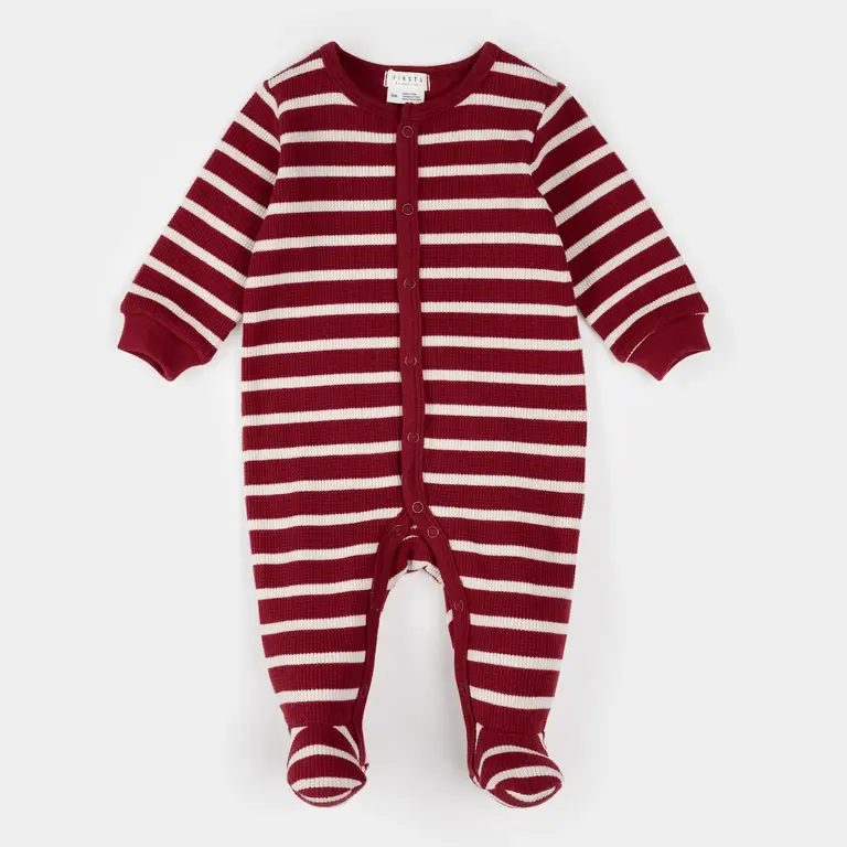PETIT LEM PYJAMA À PATTES THERMIQUE RAYÉ - ROUGE