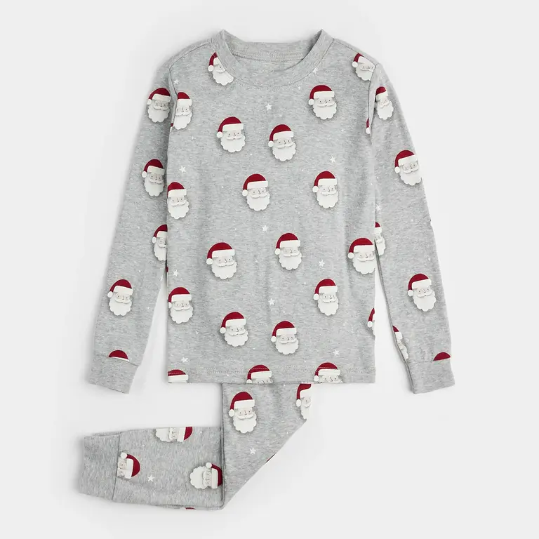 PETIT LEM PYJAMA 2 PIÈCES IMPRIMÉ PÈRE NOËL - GRIS CHINÉ