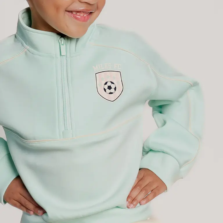 MILES THE LABEL CHANDAIL DEMI-ZIP SOCCER - TURQUOISE