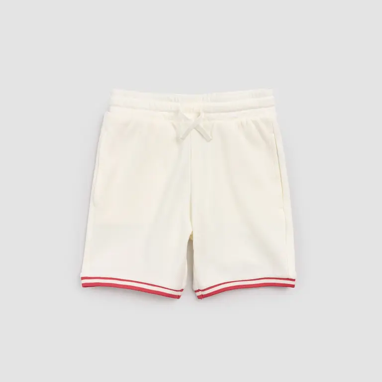 MILES THE LABEL PIQUÉ COTTON SOCCER SHORTS - OFF-WHITE