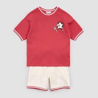 MILES THE LABEL ENSEMBLE 2 PIÈCES EN COTON PIQUÉ SOCCER - ROUGE
