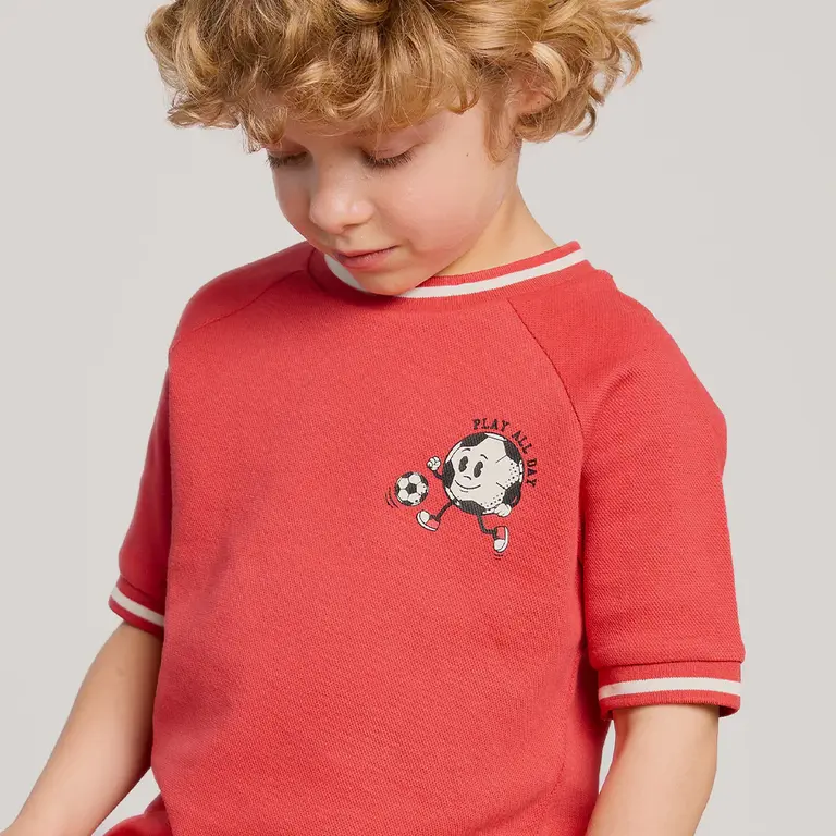 MILES THE LABEL T-SHIRT EN COTON PIQUÉ SOCCER PLAY ALL DAY - ROUGE