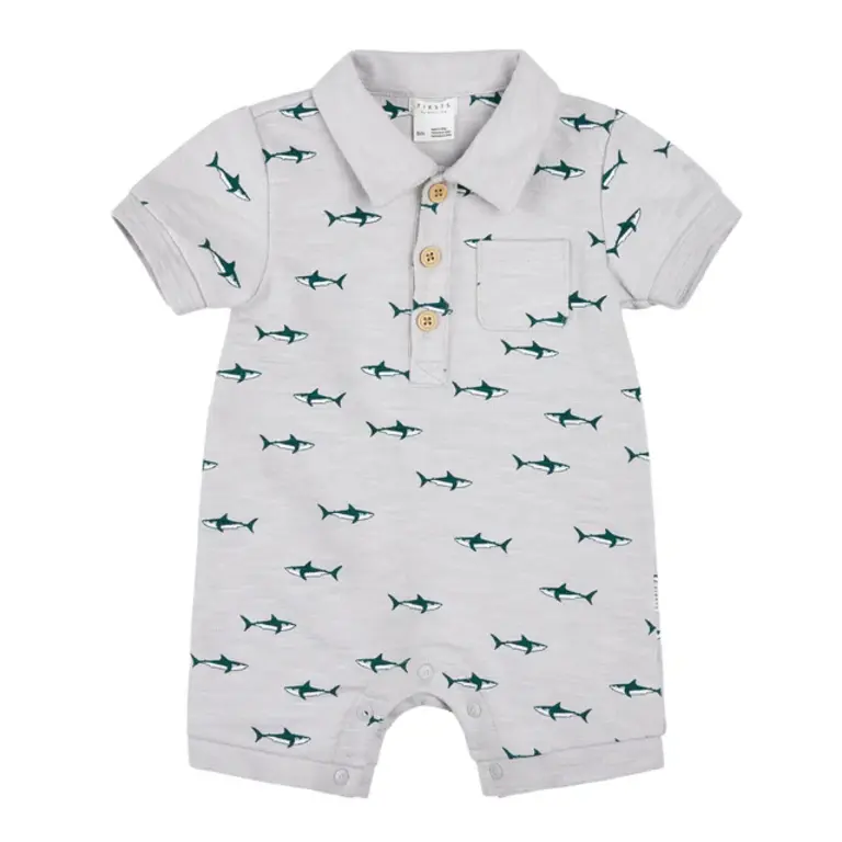 PETIT LEM PETIT LEM - COMBINAISON STYLE IMPRIMÉ REQUINS - GRIS