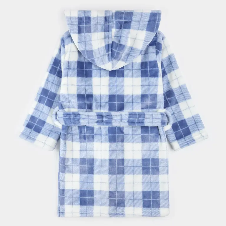 PETIT LEM ROBE DE CHAMBRE EN PELUCHE À CARREAUX - BLEU