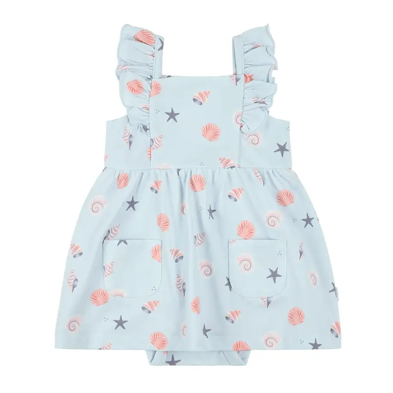 PETIT LEM ROBE CACHE-COUCHE À IMPRIMÉ COQUILLAGE - BLEU