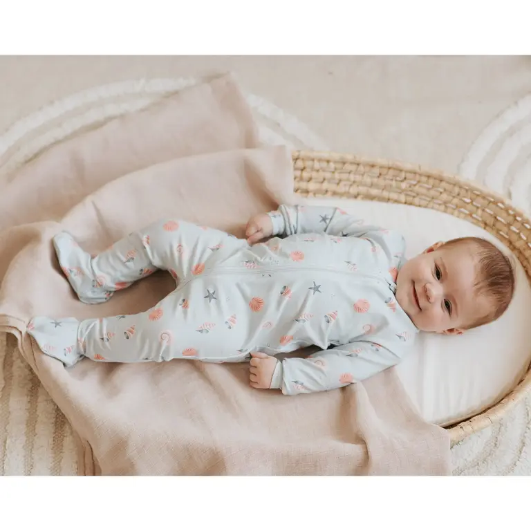 PETIT LEM PETIT LEM - PYJAMA À PATTES IMPRIMÉ COQUILLAGES - BLEU