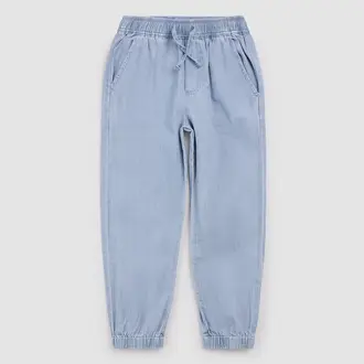 MILES THE LABEL MILES - PANTALON DE JOGGING EN CHAMBRAY - BLEU CLAIR