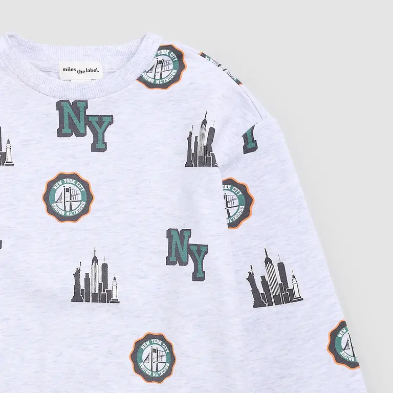 MILES THE LABEL CREWNECK NYC SKYLINE - GRIS CLAIR