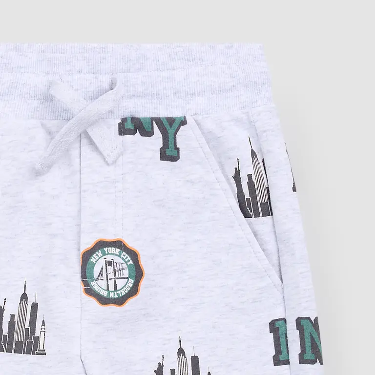 MILES THE LABEL SHORT NYC SKYLINE - GRIS CLAIR