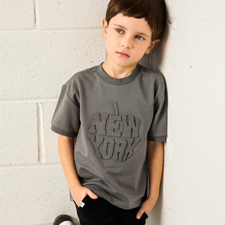 MILES THE LABEL T-SHIRT NYC BIG APPLE - GRIS FONCÉ