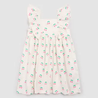 MILES THE LABEL MILES - ROBE EN JERSEY FROISSÉ À IMPRIMÉ CERISES - IVOIRE