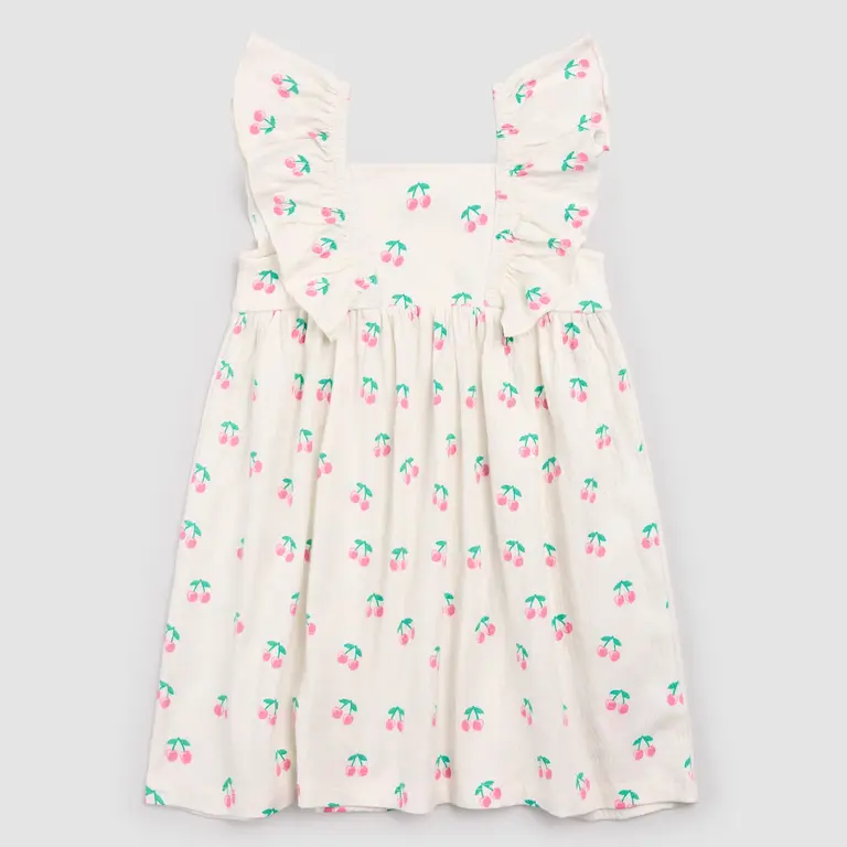 MILES THE LABEL ROBE EN JERSEY FROISSÉ À IMPRIMÉ CERISES - IVOIRE