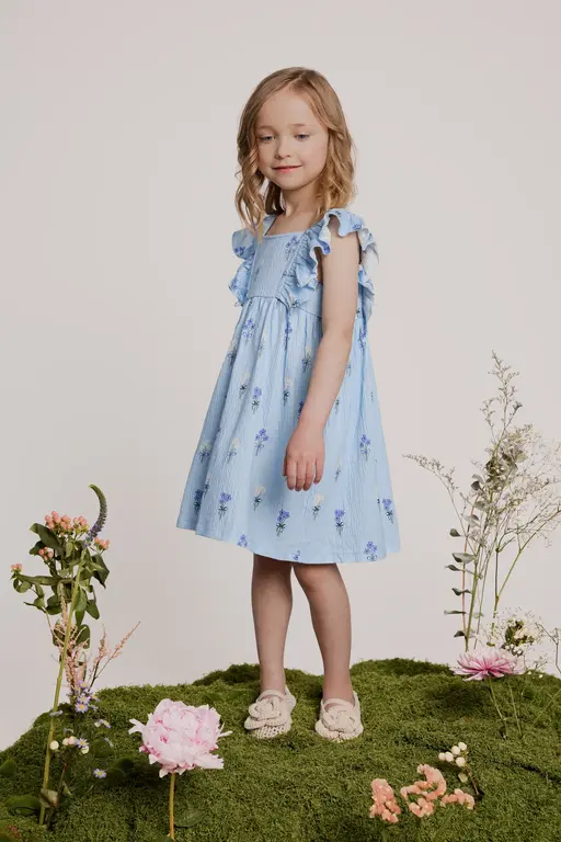 MILES THE LABEL ROBE EN JERSEY FROISSÉ À IMPRIMÉ FLEURS - BLEU