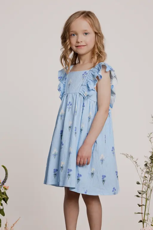 MILES THE LABEL ROBE EN JERSEY FROISSÉ À IMPRIMÉ FLEURS - BLEU