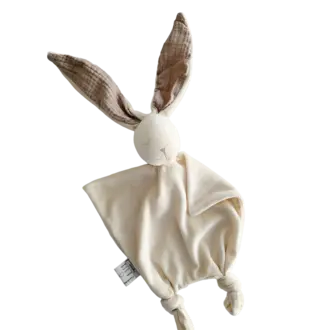 PAPOUM PAPOUM PAPOUM PAPOUM - PELUCHE LAPINOU VELOURS - ÉCRU AVEC OREILLES TAUPES