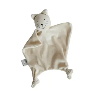 PAPOUM PAPOUM PELUCHE MINOU-CHAT - ÉCRU BRODERIES GRISES