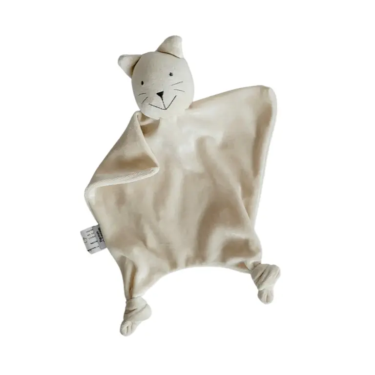 PAPOUM PAPOUM PELUCHE MINOU-CHAT - ÉCRU BRODERIES GRISES
