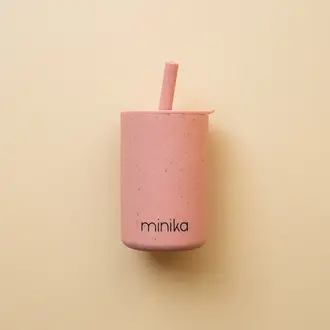 MINIKA VERRE AVEC PAILLE ET COUVERCLE - SORBET
