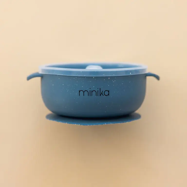 MINIKA BOL EN SILICONE AVEC COUVERCLE - INDIGO