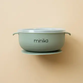 MINIKA BOL EN SILICONE AVEC COUVERCLE - SAUGE
