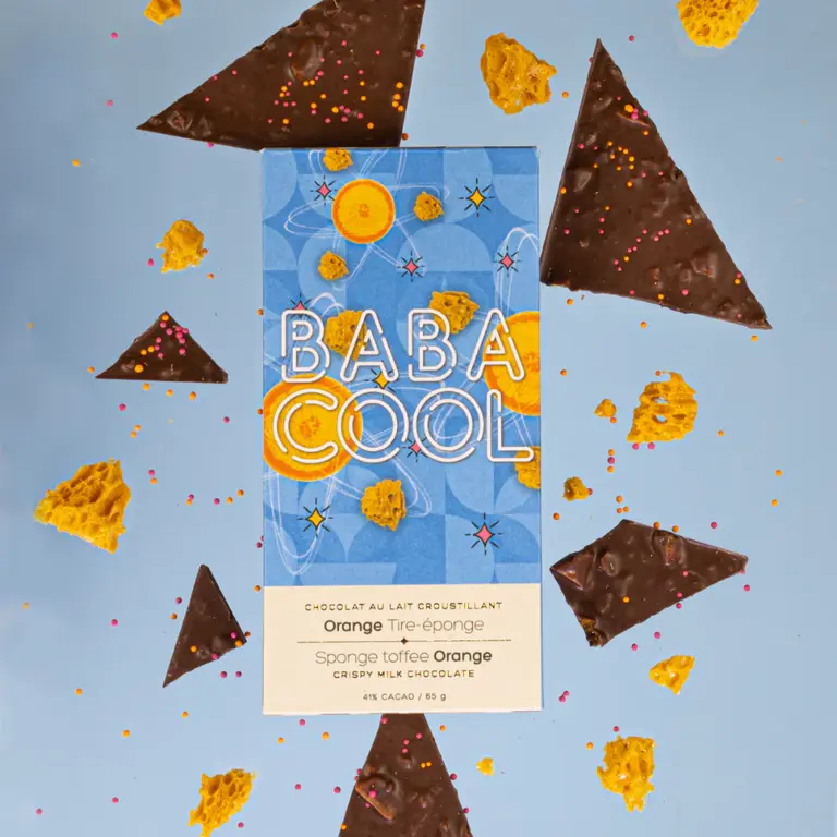 BABACOOL TABLETTE DE CHOCOLAT AU LAIT CROUSTILLANT - ORANGE TIRE-ÉPONGE
