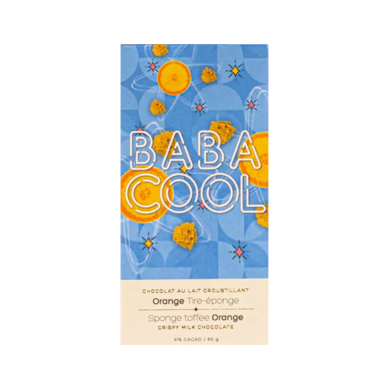 BABACOOL TABLETTE DE CHOCOLAT AU LAIT CROUSTILLANT - ORANGE TIRE-ÉPONGE