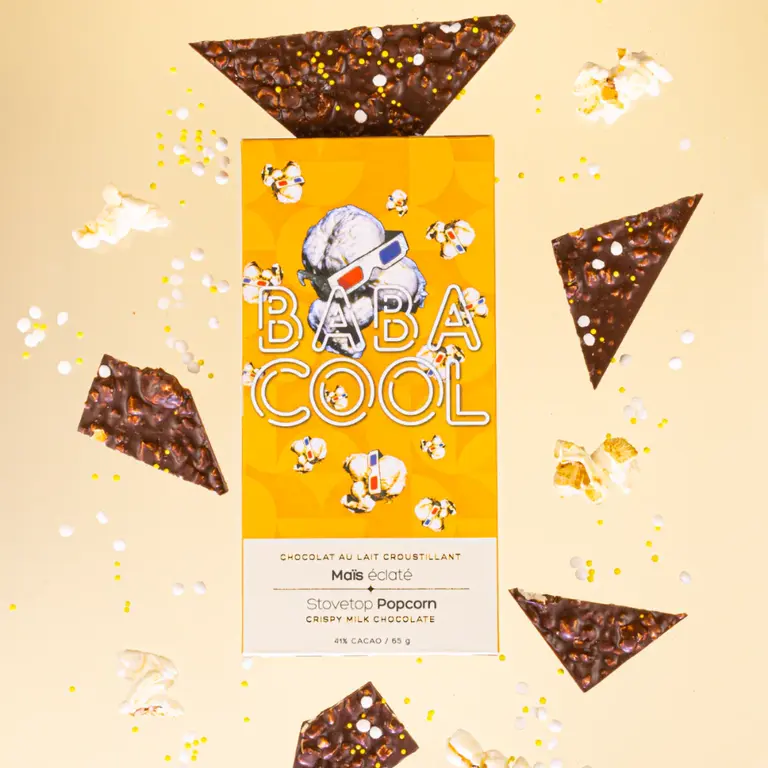 BABACOOL TABLETTE DE CHOCOLAT AU LAIT CROUSTILLANT - MAÏS ÉCLATÉ