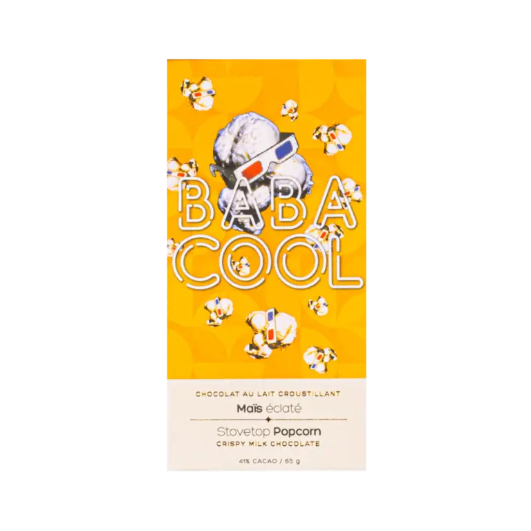 BABACOOL TABLETTE DE CHOCOLAT AU LAIT CROUSTILLANT - MAÏS ÉCLATÉ
