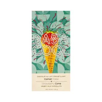BABACOOL TABLETTE DE CHOCOLAT AU LAIT CROUSTILLANT - CORNET FRAISE