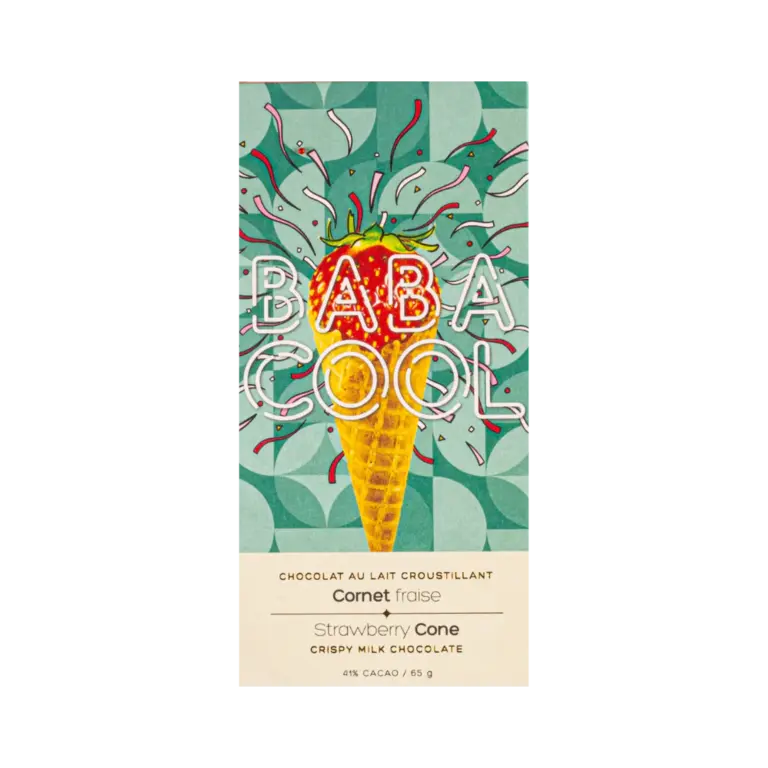 BABACOOL TABLETTE DE CHOCOLAT AU LAIT CROUSTILLANT - CORNET FRAISE