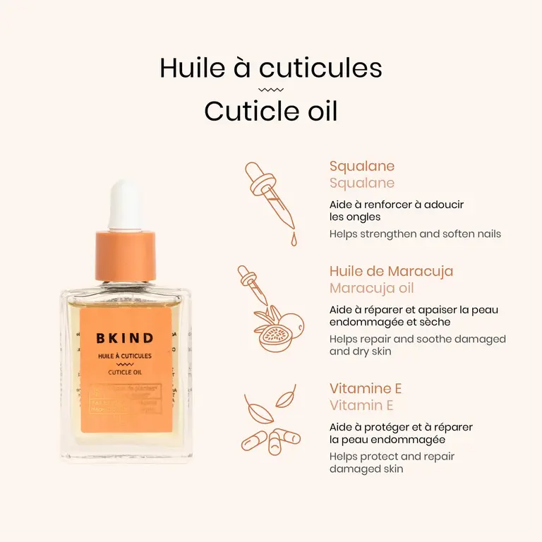 BKIND HUILE À CUTICULE AVEC VITAMINE E ET SQUALANE