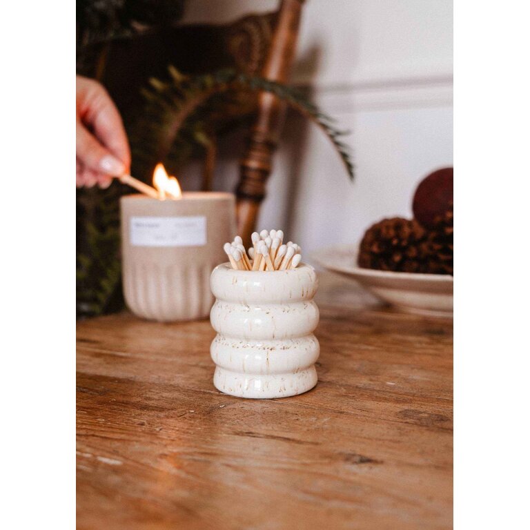 MIMI & AUGUST POT D'ALLUMETTES EN CÉRAMIQUE - CRÈME MOUCHETÉ
