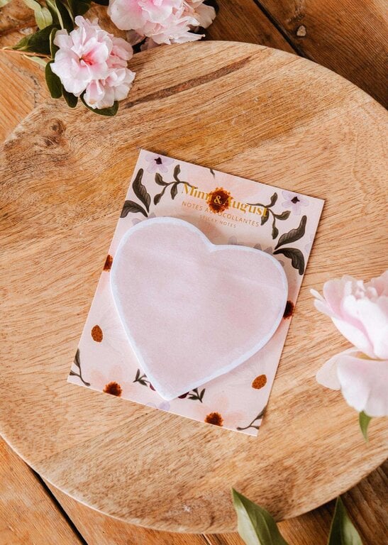 MIMI & AUGUST - NOTES AUTOCOLLANTES - PETIT COEUR ROSE