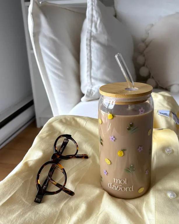 MOI D'ABORD TUMBLER EN VERRE - CITRON ET FLEURS
