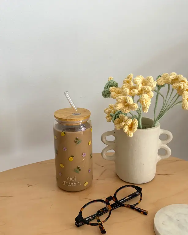 MOI D'ABORD TUMBLER EN VERRE - CITRON ET FLEURS