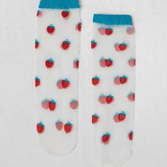 UNIFIED CHAUSSETTES SHEER FRUIT SOCKS - STRAWBERRY