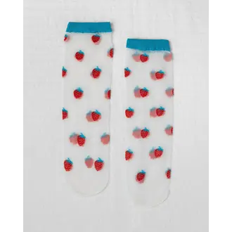 UNIFIED CHAUSSETTES SHEER FRUIT SOCKS - STRAWBERRY