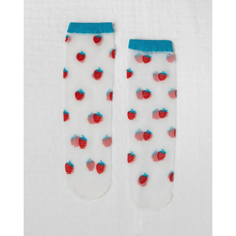 UNIFIED CHAUSSETTES SHEER FRUIT SOCKS - STRAWBERRY