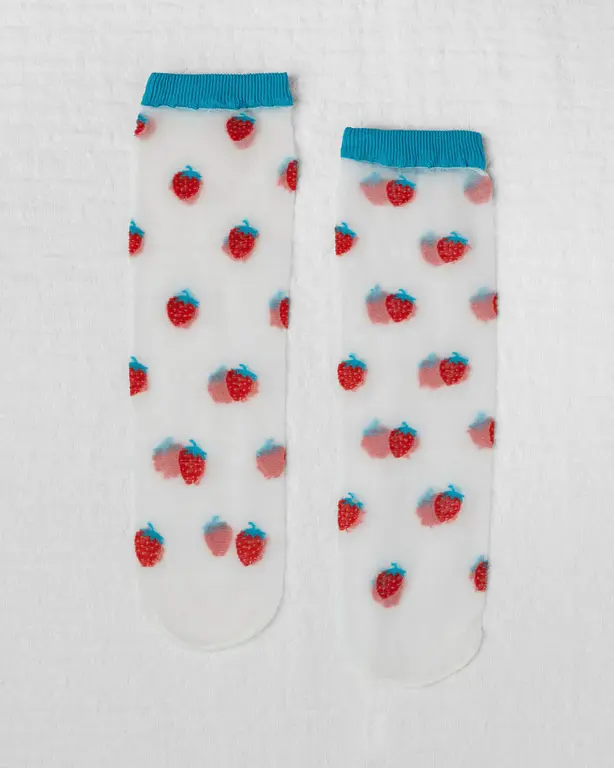 UNIFIED CHAUSSETTES SHEER FRUIT SOCKS - STRAWBERRY