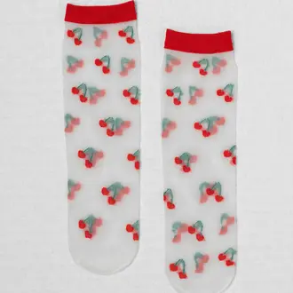 UNIFIED CHAUSSETTES SHEER FRUIT SOCKS - CHERRY