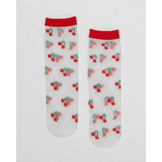 UNIFIED CHAUSSETTES SHEER FRUIT SOCKS - CHERRY